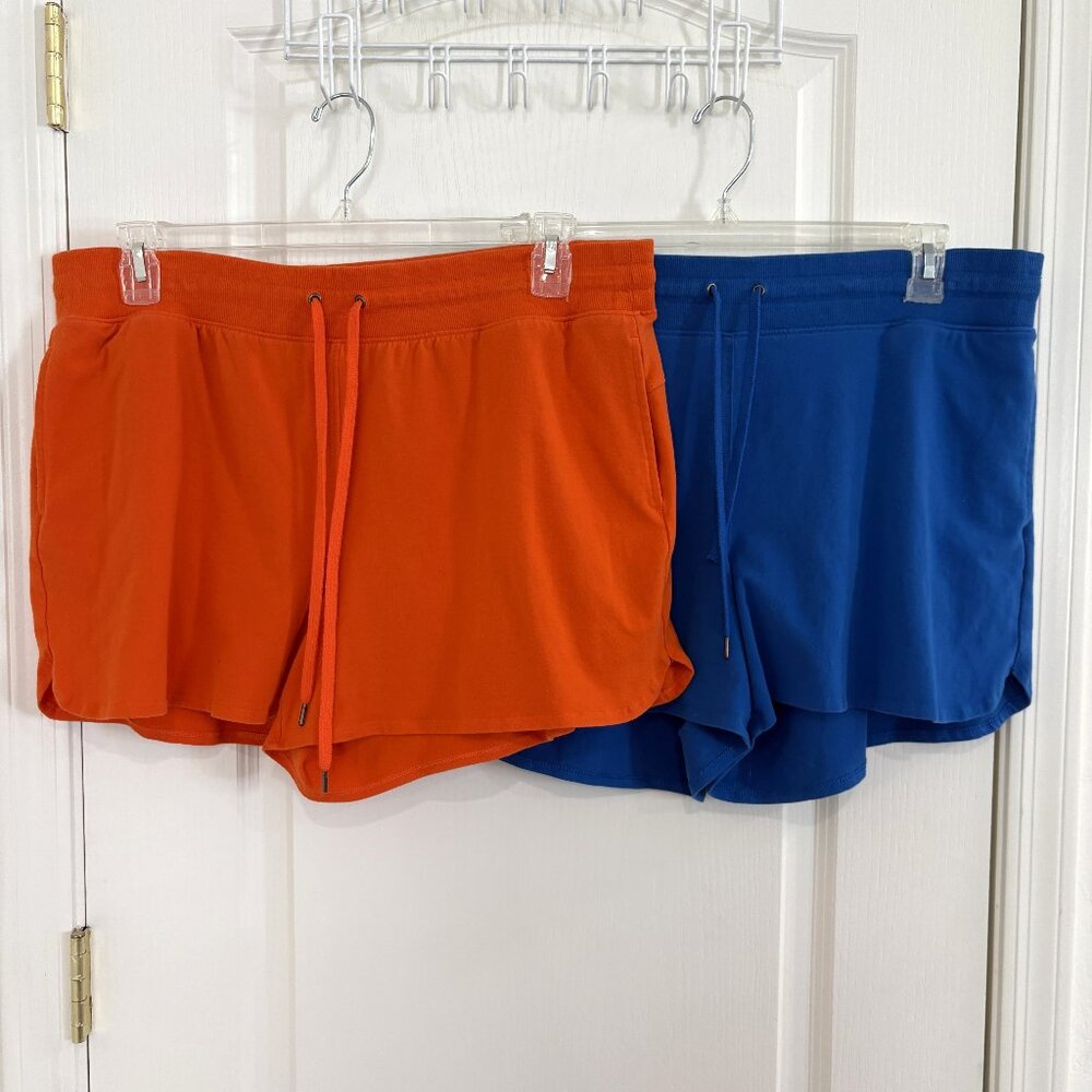 Tek Gear Essential Drawstring Shorts 2 PC Bundle Jersey Orange & Blue Size XXL